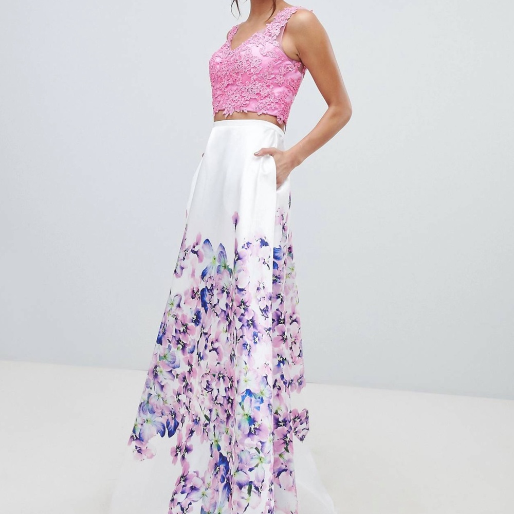 Floral Skirt Prom Dress by Forever Unique (2 piece) BEAUTIFUL!